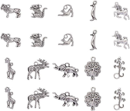 PH Pandahall 90Pcs 15 Style Ocean Fish Charms Tibetan Seashell Marine Pendants Antique Silver Animal Sea Creatures Charms Pendants for Wakiki Hawaii DIY Bracelet Necklace Keychain Jewelry Making 10 Styles Animal - 30pcs