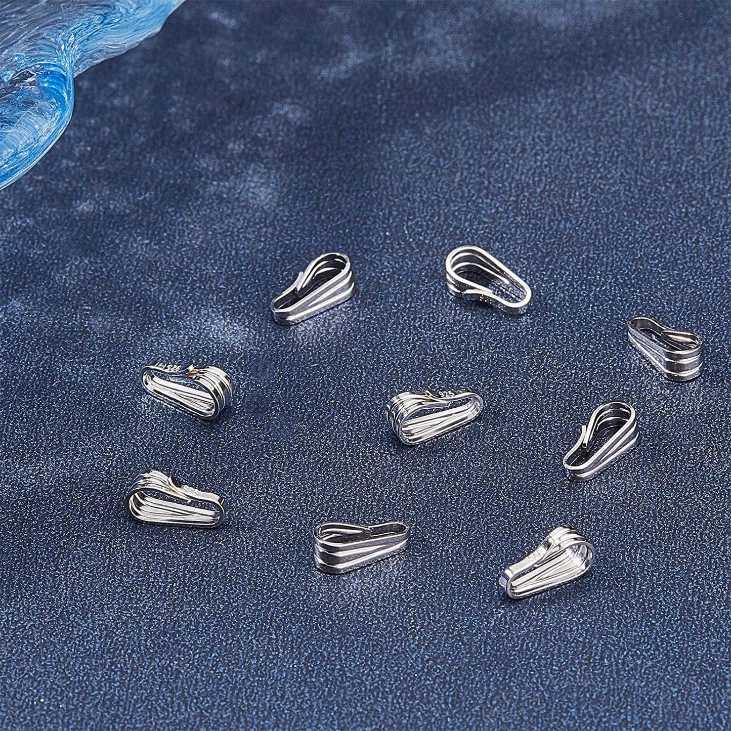 PH Pandahall Charm Holder for Necklace, 10Pcs S925 Sterling Silver Snap Bail Hook Pinch Clip Necklace Clasps Dangle Pendant Chain Connectors for Necklace Choker Jewelry DIY Craft Christmas Gift Making, Platinum Platinum-10 Pcs / 7.5x3.5x3.3mm