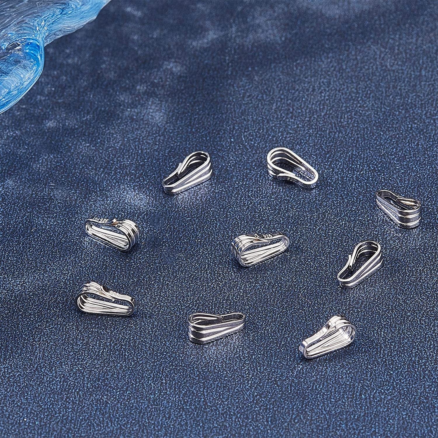 PH Pandahall Charm Holder for Necklace, 10Pcs S925 Sterling Silver Snap Bail Hook Pinch Clip Necklace Clasps Dangle Pendant Chain Connectors for Necklace Choker Jewelry DIY Craft Christmas Gift Making, Platinum Platinum-10 Pcs / 7.5x3.5x3.3mm
