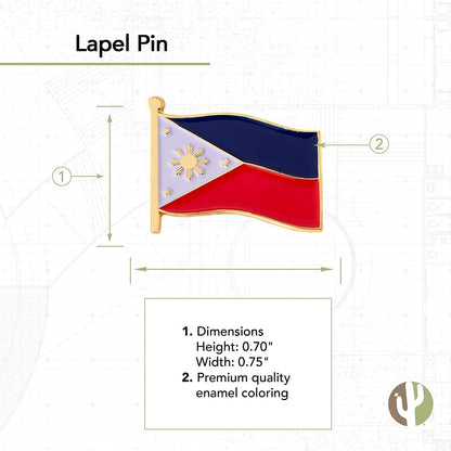 Philippines Lapel Pin Country Enamel Made of Metal Souvenir Hat Men Women Patriotic (Waving Flag Lapel Pin)