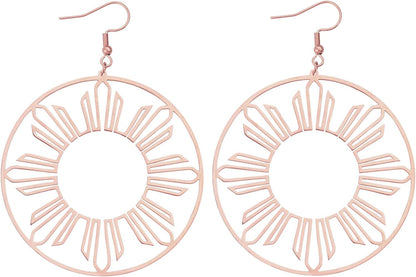 Philippines Sun Hoop Earrings, Pinoy Pride Jewelry, Rose Gold
