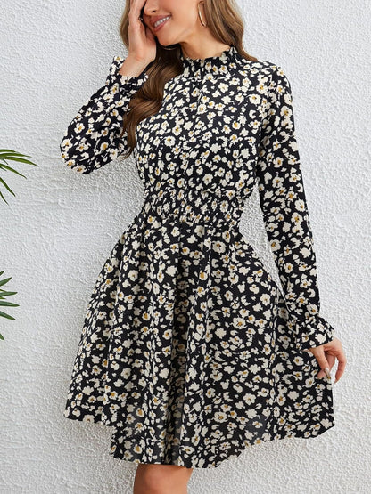PHIXWORLD Women Long Sleeve Fall Wedding Guest Dress 2023 High Neck Flowy Smocked Dresses