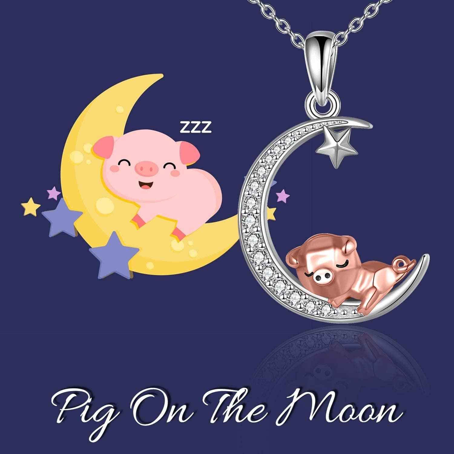 Pig Necklace S925 Sterling Silver Origami Pig Necklace for Women