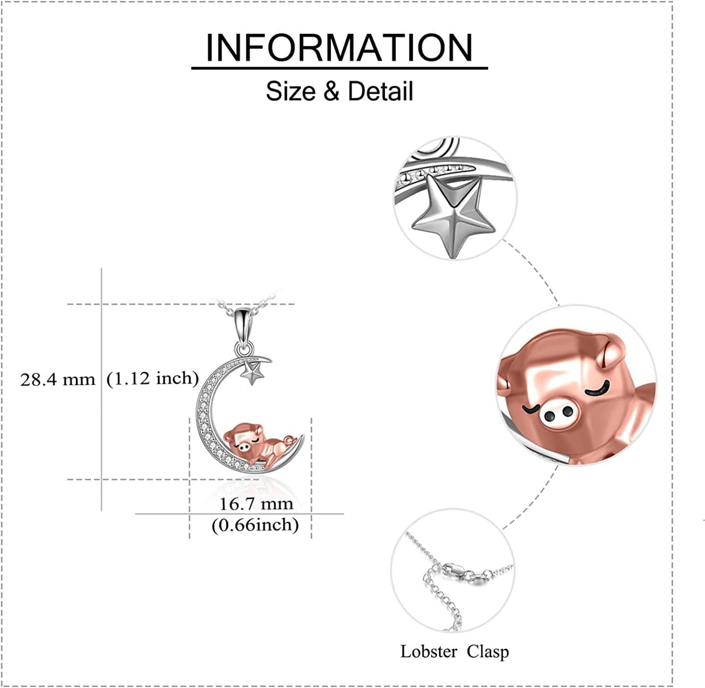 Pig Necklace S925 Sterling Silver Origami Pig Necklace for Women