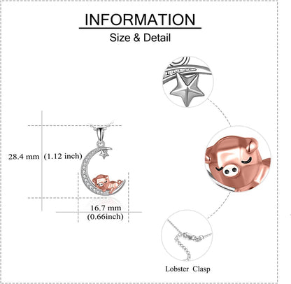 Pig Necklace S925 Sterling Silver Origami Pig Necklace for Women