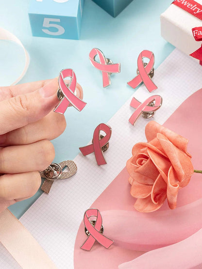 Pink Ribbon Brooch Pins Hope Ribbon Lapel Official Breast Cancer Awareness Lapel Pin, 1 X 0.78 Inch 200