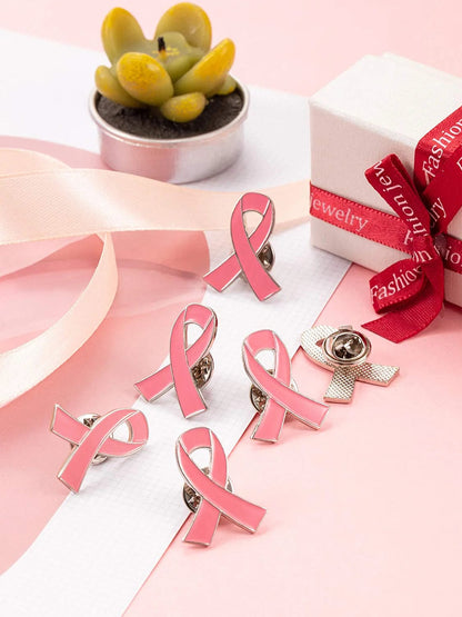 Pink Ribbon Brooch Pins Hope Ribbon Lapel Official Breast Cancer Awareness Lapel Pin, 1 X 0.78 Inch 200