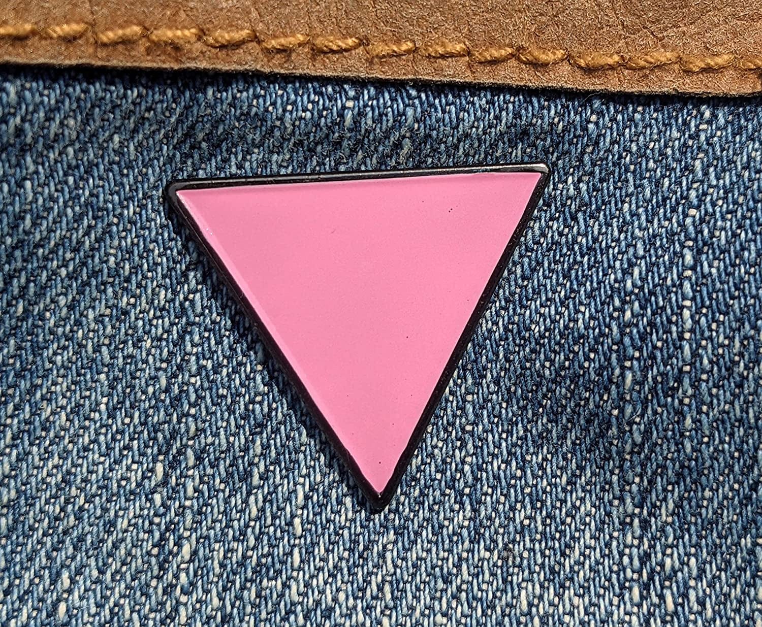 Pink Triangle - Gay and Lesbian LGBT Support Pride Symbol Enamel Pin - Lapel or Fabric Pin