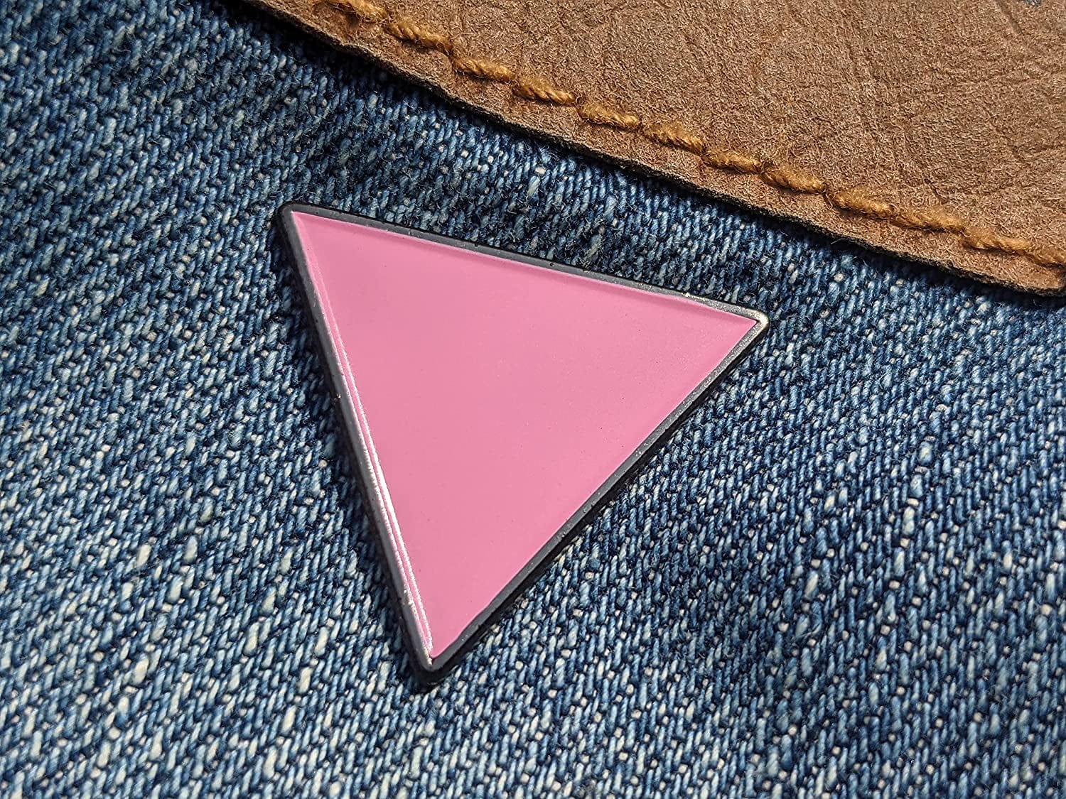 Pink Triangle - Gay and Lesbian LGBT Support Pride Symbol Enamel Pin - Lapel or Fabric Pin
