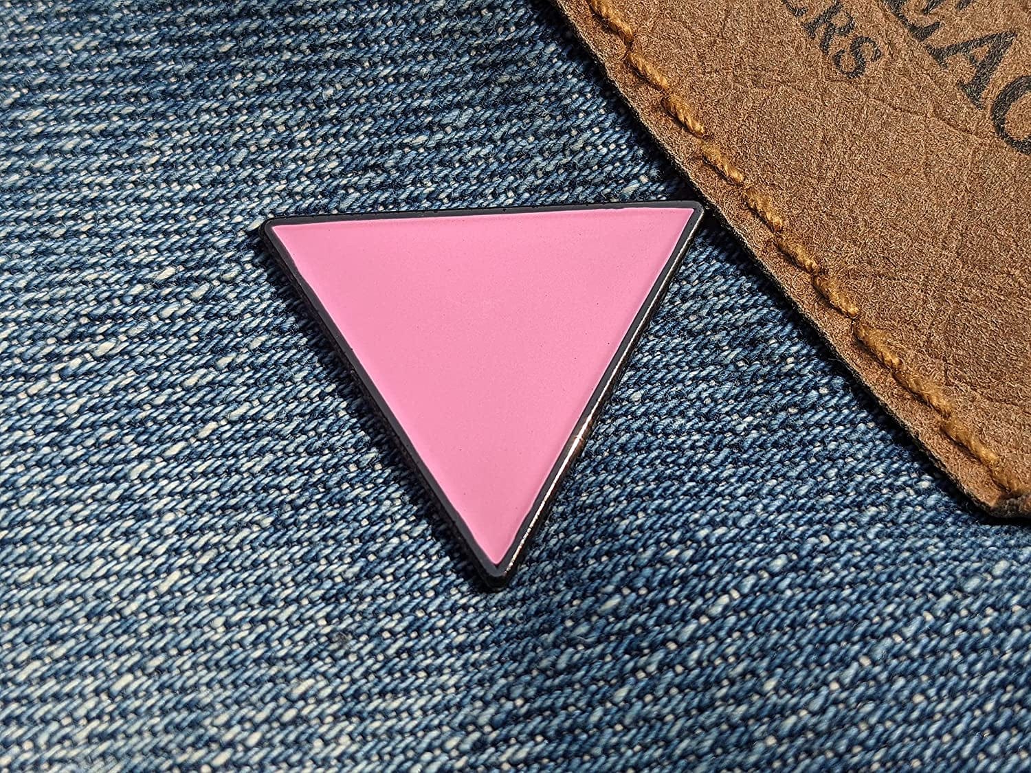 Pink Triangle - Gay and Lesbian LGBT Support Pride Symbol Enamel Pin - Lapel or Fabric Pin