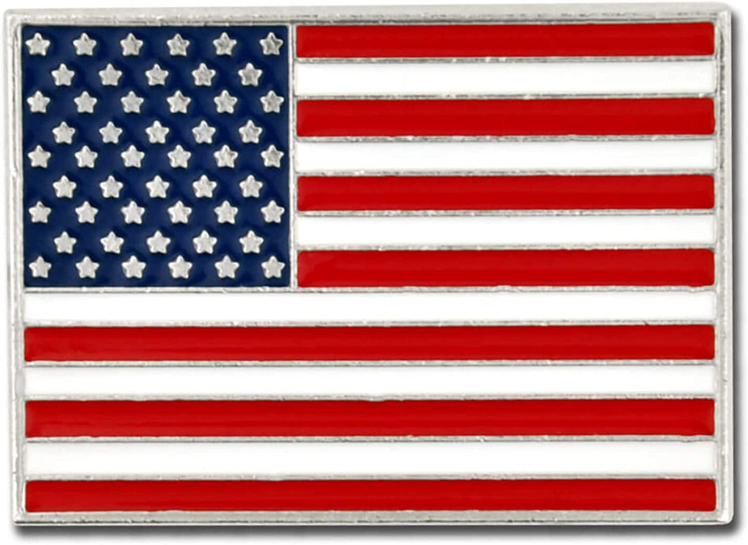 Pinmart American Flag Lapel Pin – Made in the USA - Gold or Nickel Plated Enamel Pin – Patriotic Rectangular or Waving United States Country Pin for Coats, Suit Jackets and Lanyards Rectangle Nickel / 25 Pack