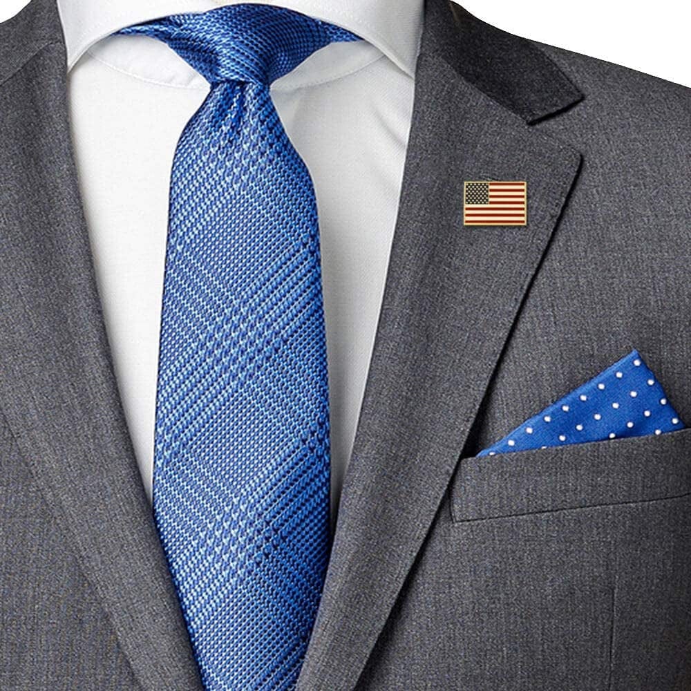 Pinmart American Flag Lapel Pin – Made in the USA - Gold or Nickel Plated Enamel Pin – Patriotic Rectangular or Waving United States Country Pin for Coats, Suit Jackets and Lanyards