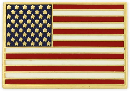 Pinmart American Flag Lapel Pin – Made in the USA - Gold or Nickel Plated Enamel Pin – Patriotic Rectangular or Waving United States Country Pin for Coats, Suit Jackets and Lanyards Rectangle Gold / 25 Pack