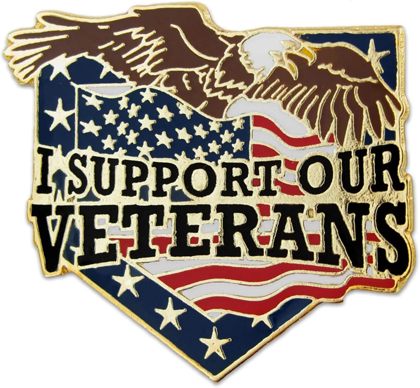 Pinmart American Patriotic Eagle Enamel Lapel Pin Support Our Veterans / 25 Pack