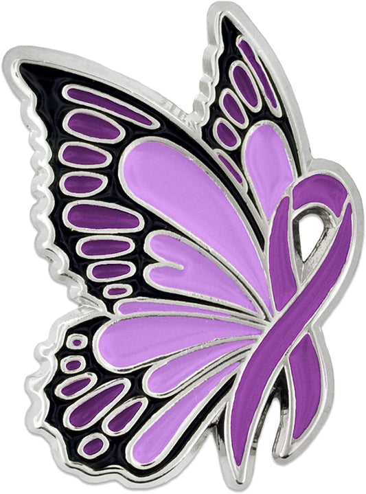Pinmart Domestic Violence Awareness Butterfly Purple Ribbon / 1 Piece