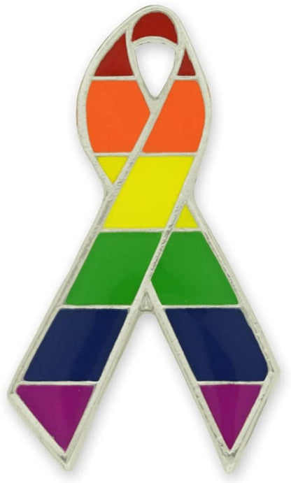 Pinmart Gay Pride LGBT Enamel Lapel Pin Awareness Ribbon / 100 Pack