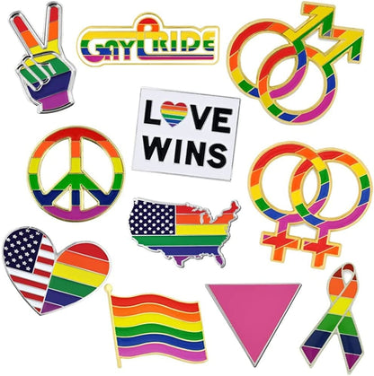 Pinmart Gay Pride LGBT Enamel Lapel Pin Set of 11 Pins / 11pc Pin Set