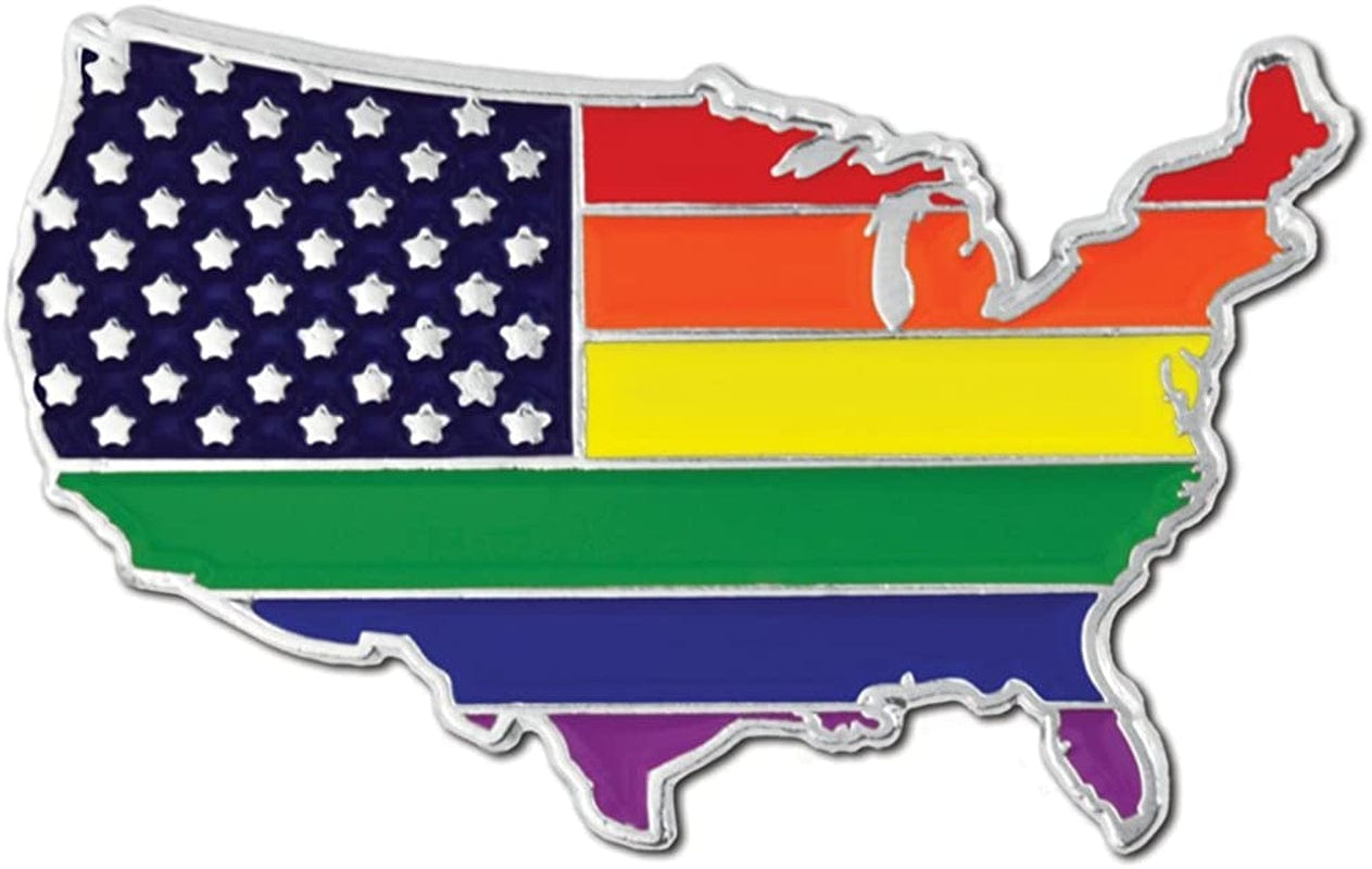 Pinmart Gay Pride LGBT Enamel Lapel Pin Pride USA Shape Flag / 25 Pack