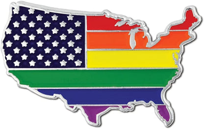 Pinmart Gay Pride LGBT Enamel Lapel Pin Pride USA Shape Flag / 25 Pack
