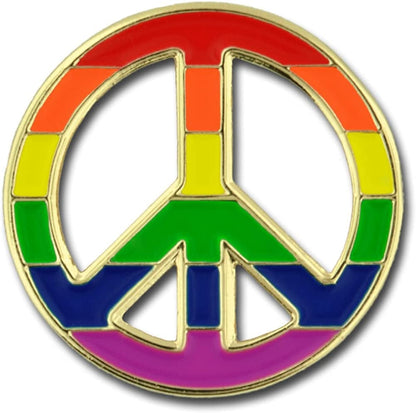 Pinmart Gay Pride LGBT Enamel Lapel Pin Rainbow Peace Sign / 100 Pack