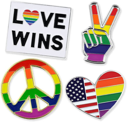 Pinmart Gay Pride LGBT Enamel Lapel Pin Gay Pride Pin Set / 4pc Gift Set