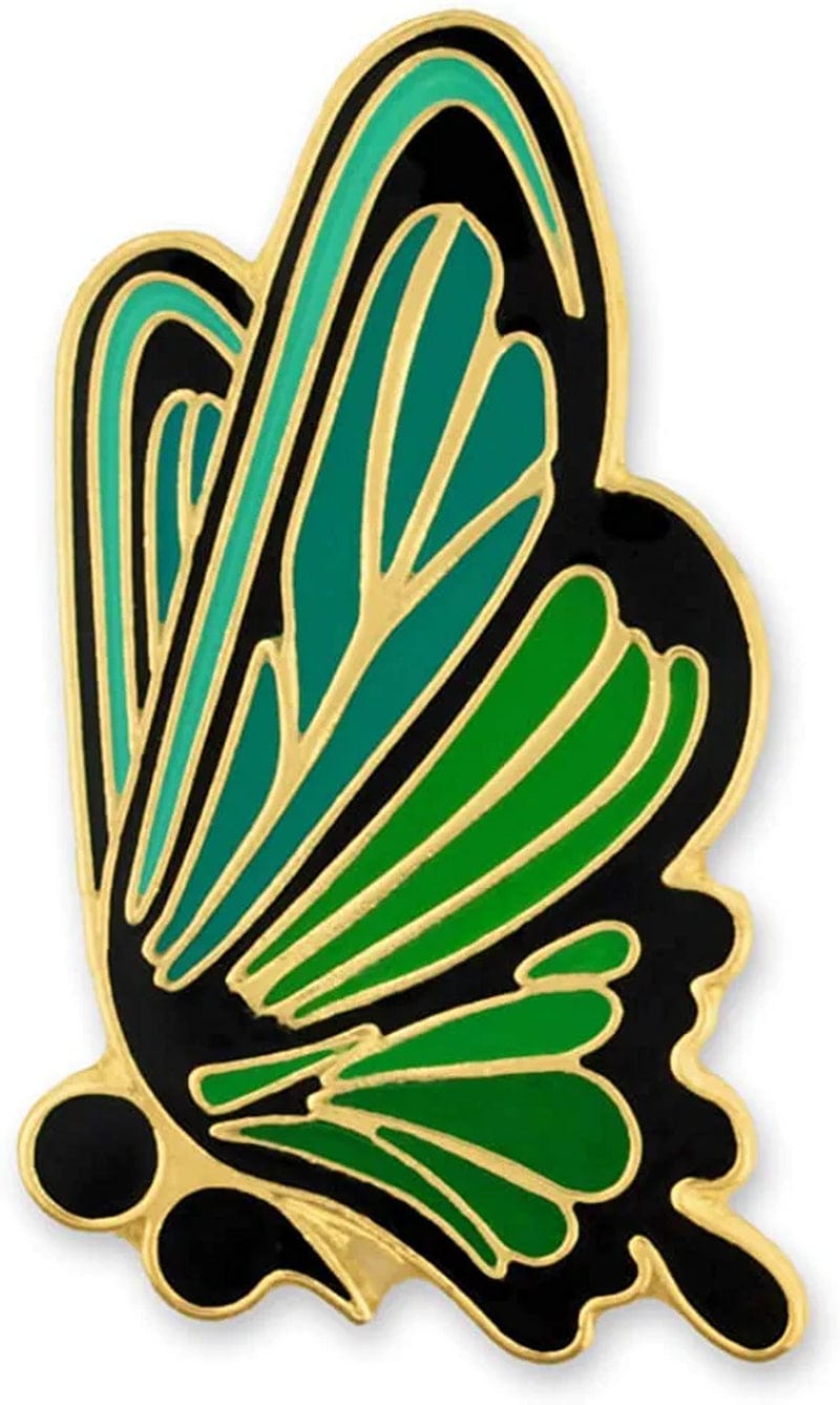 Pinmart Green Semicolon Butterfly Mental Health Suicide Prevention Lapel Pin