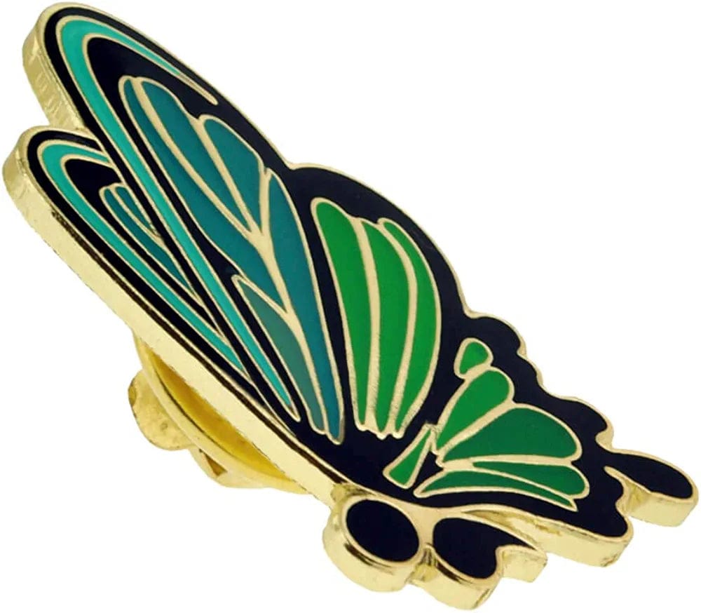 Pinmart Green Semicolon Butterfly Mental Health Suicide Prevention Lapel Pin