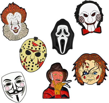 Pinmart Halloween Horror Movie Enamel Lapel Pin Set of 7 Pins / 7pc Pin Set