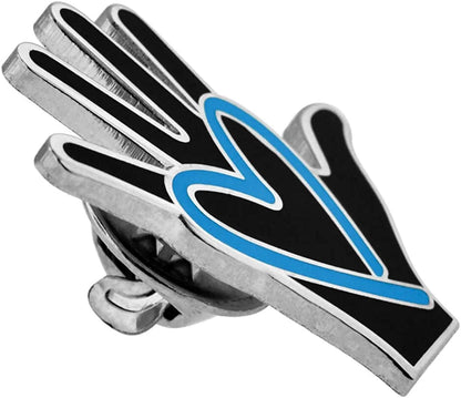 Pinmart Human Traffic Awareness Blue Heart & Hand Enamel Lapel Pin