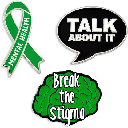 Pinmart Mental Health Awareness Enamel Lapel Pin Mental Health Pin Set / 3pc Gift Set