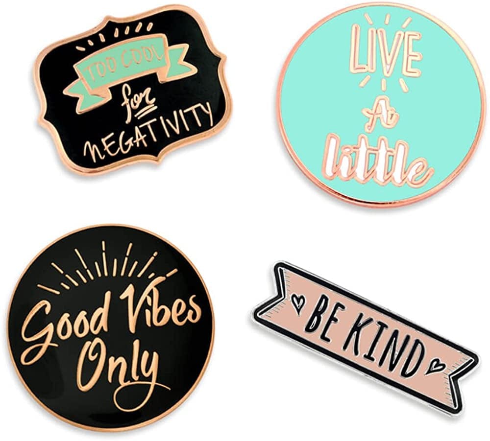 Pinmart Motivational Enamel Lapel Pin Motivational Pin Set / 4pc Gift Set