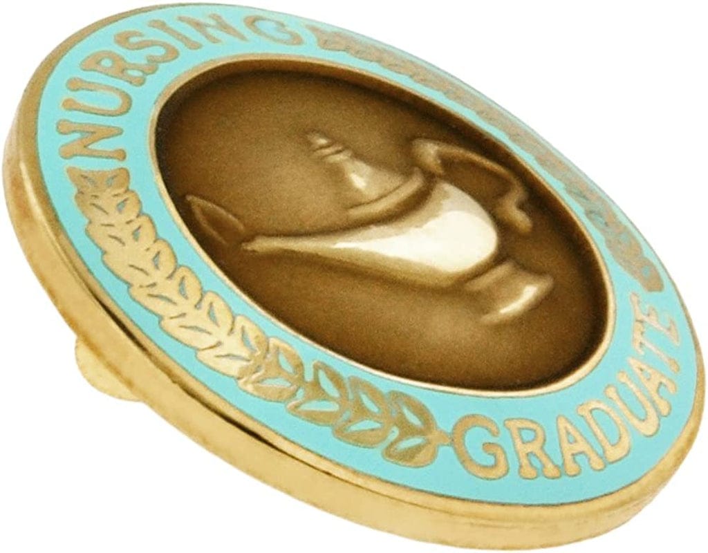 Pinmart Nursing Graduate Lamp of Knowledge Circle Teal Enamel Lapel Pin