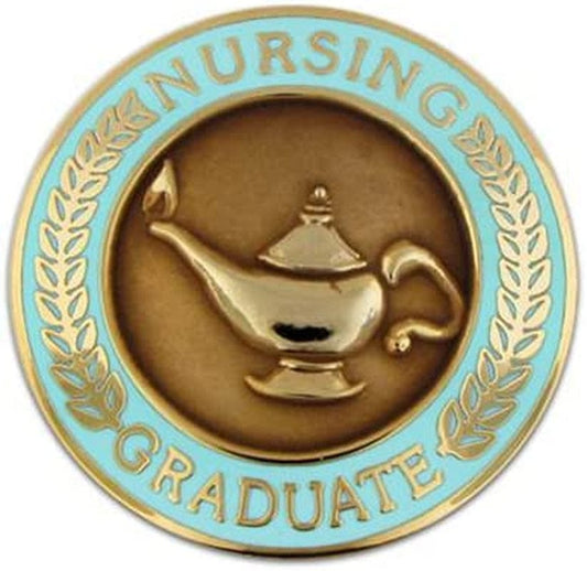 Pinmart Nursing Graduate Lamp of Knowledge Circle Teal Enamel Lapel Pin 25 Pack
