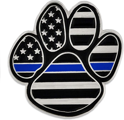 Pinmart Police Awareness Thin Blue Line Enamel Lapel Pin Dog Paw / 1 Piece
