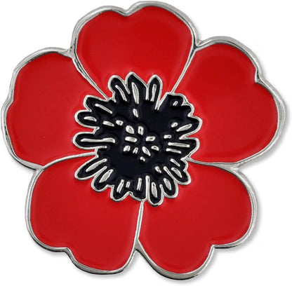 Pinmart Poppy Flower Remembrance Memorial Day Enamel Lapel Pin Red and Black Poppy Flower Magnetic / 1 Piece