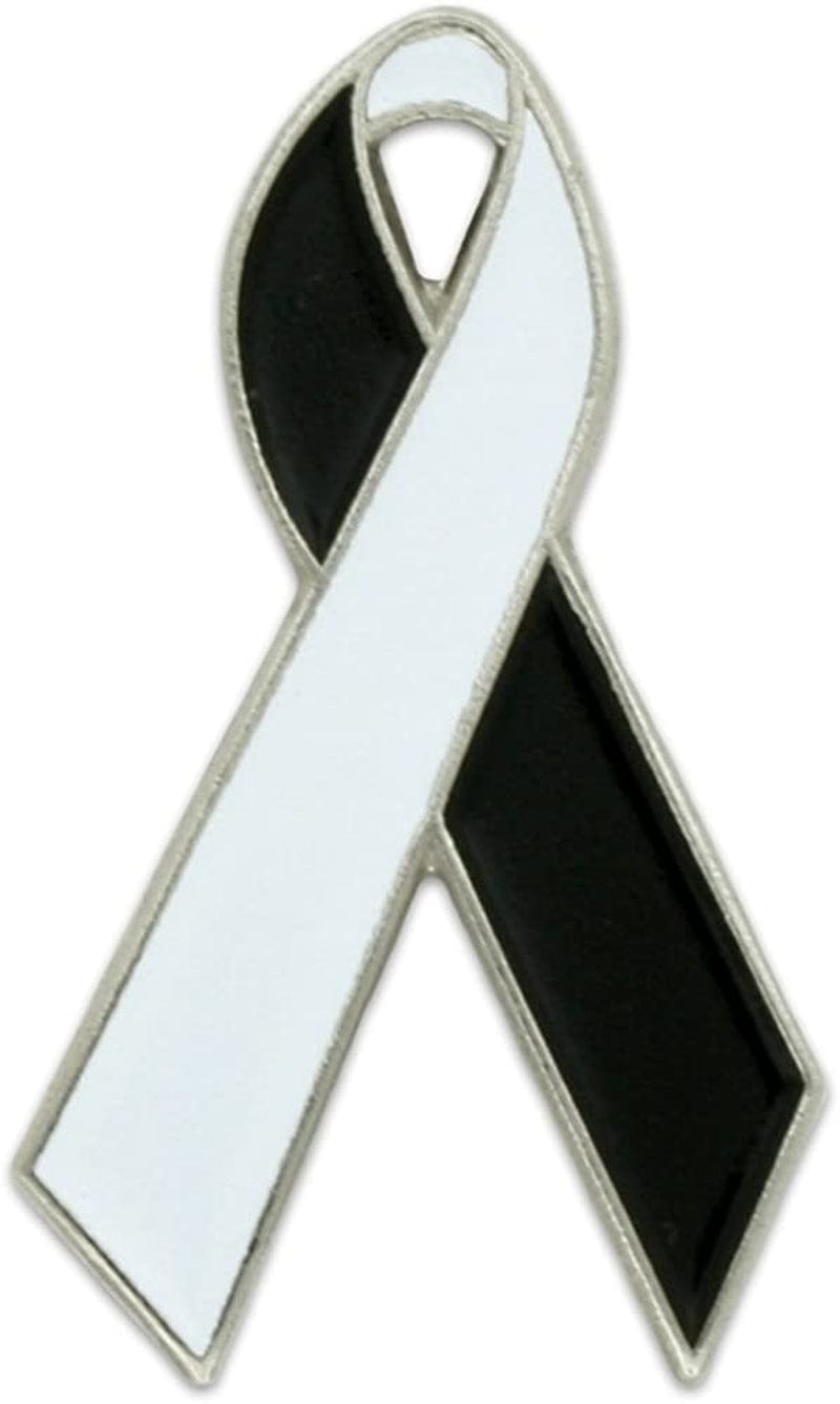 Pinmart'S Equality Lapel Pin Black and White Awareness Ribbon / 25 Pack