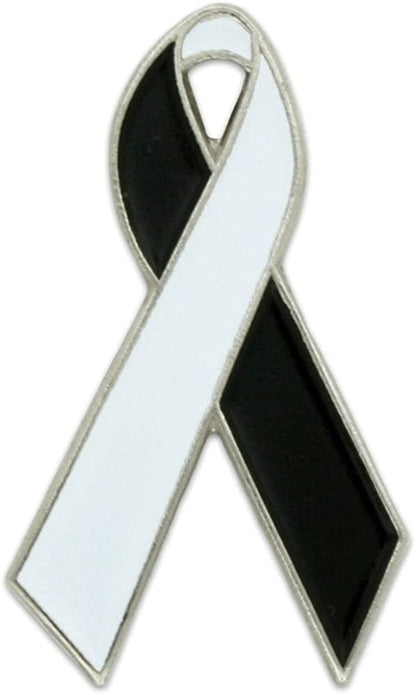 Pinmart'S Equality Lapel Pin Black and White Awareness Ribbon / 25 Pack
