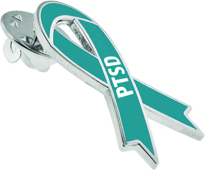Pinmart'S PTSD Teal Awareness Ribbon Enamel Lapel Pin