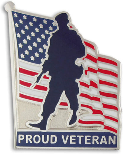 Pinmart Veteran Pin – Patriotic American Lapel or Hat Pin – Proud to Be Retired Army, Navy, Air Force or Marine Corps – Gold Plated Enamel Pin with Secure Clutch Back Proud Veteran / 10 Pack