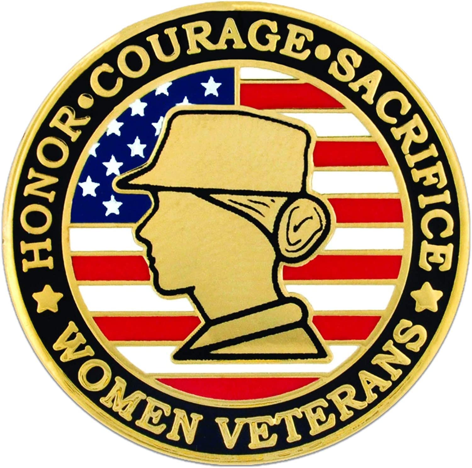 Pinmart Veteran Pin – Patriotic American Lapel or Hat Pin – Proud to Be Retired Army, Navy, Air Force or Marine Corps – Gold Plated Enamel Pin with Secure Clutch Back Female Women Veteran / 100 Pack