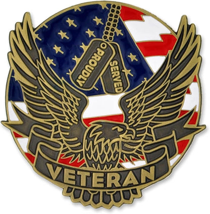 Pinmart Veteran Pin – Patriotic American Lapel or Hat Pin – Proud to Be Retired Army, Navy, Air Force or Marine Corps – Gold Plated Enamel Pin with Secure Clutch Back Proudly Served Veteran / 10 Pack