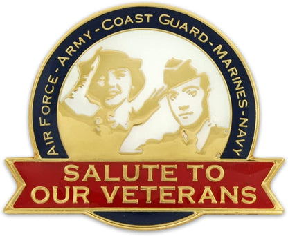 Pinmart Veteran Pin – Patriotic American Lapel or Hat Pin – Proud to Be Retired Army, Navy, Air Force or Marine Corps – Gold Plated Enamel Pin with Secure Clutch Back Salute to Our Veterans Man and Woman / 25 Pack