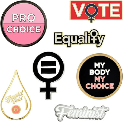 Pinmart Women'S Equality Enamel Lapel Pin Set of 7 Pins / 7pc Pin Set