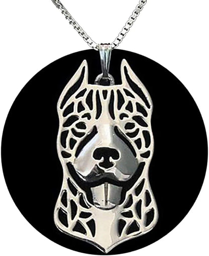 Pit Bull Dog Sterling Silver Necklace Dangle Earrings Set by Ginger Lyne Ears down Puppy Dog Pet Pendant Box Chain Doggie Animal Paw Print Heart Jewelry for Pit Mom Women Girls Teens