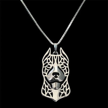 Pit Bull Dog Sterling Silver Necklace Dangle Earrings Set by Ginger Lyne Ears down Puppy Dog Pet Pendant Box Chain Doggie Animal Paw Print Heart Jewelry for Pit Mom Women Girls Teens