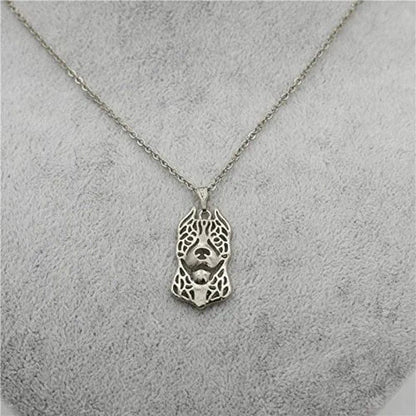 Pit Bull Dog Sterling Silver Necklace Dangle Earrings Set by Ginger Lyne Ears down Puppy Dog Pet Pendant Box Chain Doggie Animal Paw Print Heart Jewelry for Pit Mom Women Girls Teens
