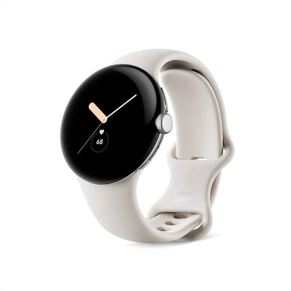 Pixel Watch - Android Smartwatch with Fitbit Activity Tracking - Heart Rate Tracking Watch - Matte Black Stainless Steel Case with Obsidian Active Band - LTE Polished Silver case with Chalk Active band / WiFi