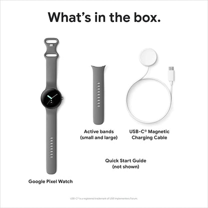 Pixel Watch - Android Smartwatch with Fitbit Activity Tracking - Heart Rate Tracking Watch - Matte Black Stainless Steel Case with Obsidian Active Band - LTE