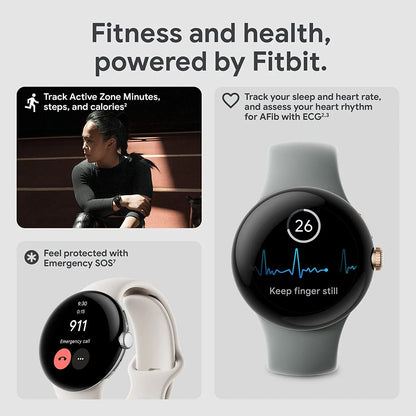 Pixel Watch - Android Smartwatch with Fitbit Activity Tracking - Heart Rate Tracking Watch - Matte Black Stainless Steel Case with Obsidian Active Band - LTE