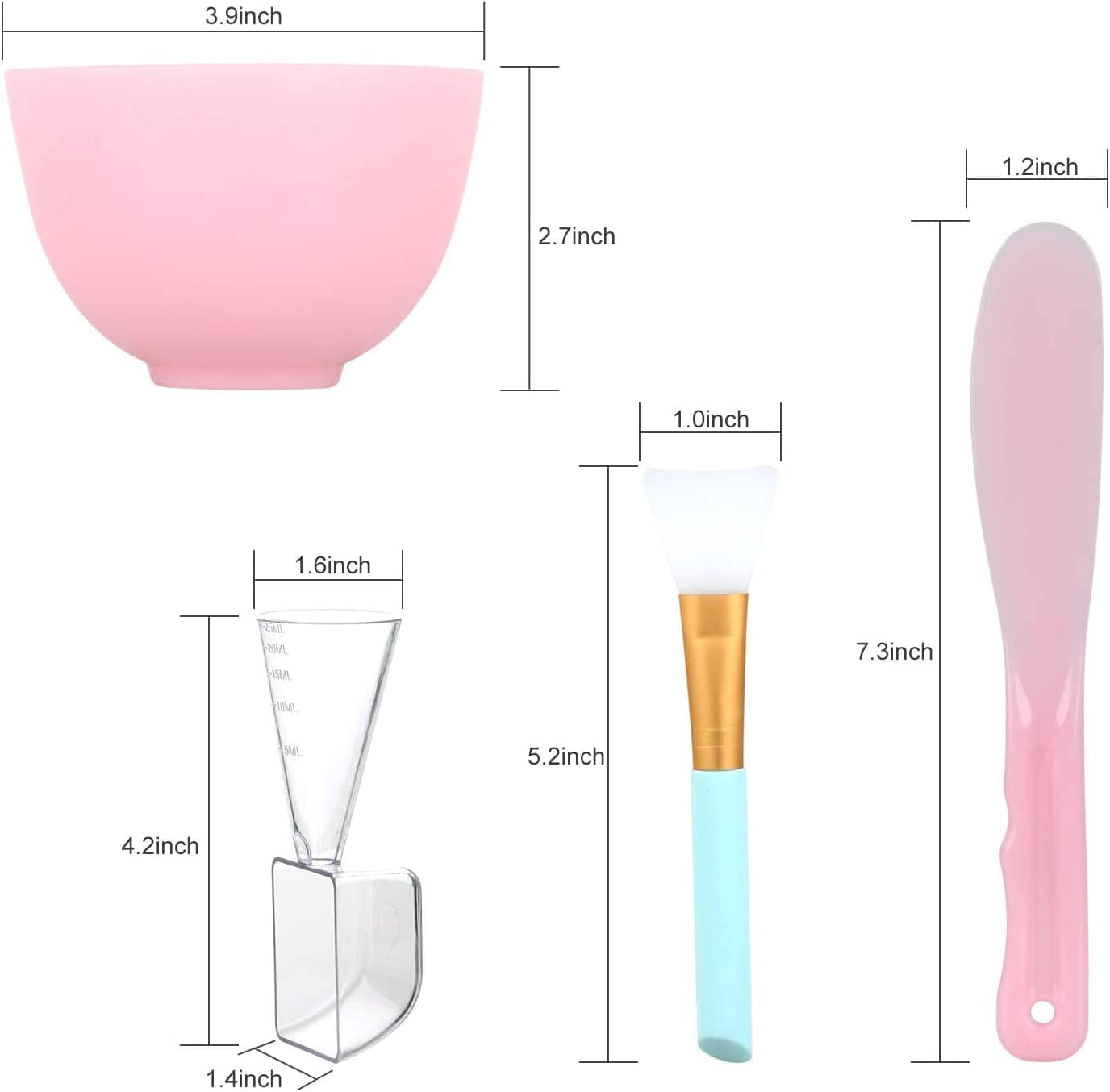 [Plastics Free]Shineyes DIY Facial Mask Mixing Bowl Set, 6 in 1 DIY Face Mask Mixing Tool Kit with Bowl Stick Spatula Silicone Brush for Making Mask Health & Beauty > Personal Care > Cosmetics > Cosmetic Tools > Skin Care Tools SHINEYES   